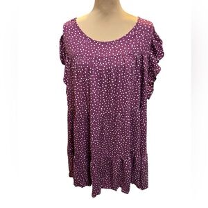 New BloomChic Boat Neck Tiered Magenta & White Floral Tunic Top Size 22-24W NWT.